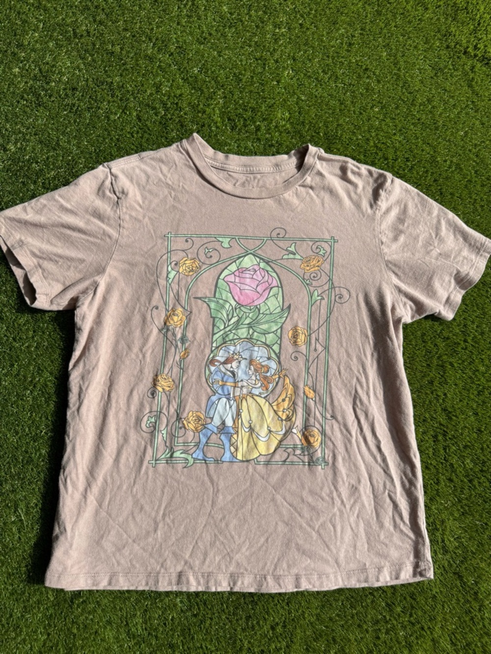 Disney Beauty & The Beast Graphic Shirt Stained Glass Belle Adult Small
